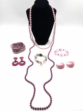 Pink Jewelry Lot Necklaces Bracelets Earrings Bundle Statement Pieces